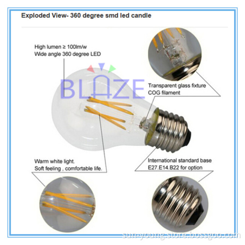2014 Newest Products 4w Led Light Bulb E27 E26 B22 Custom Filament Bulb